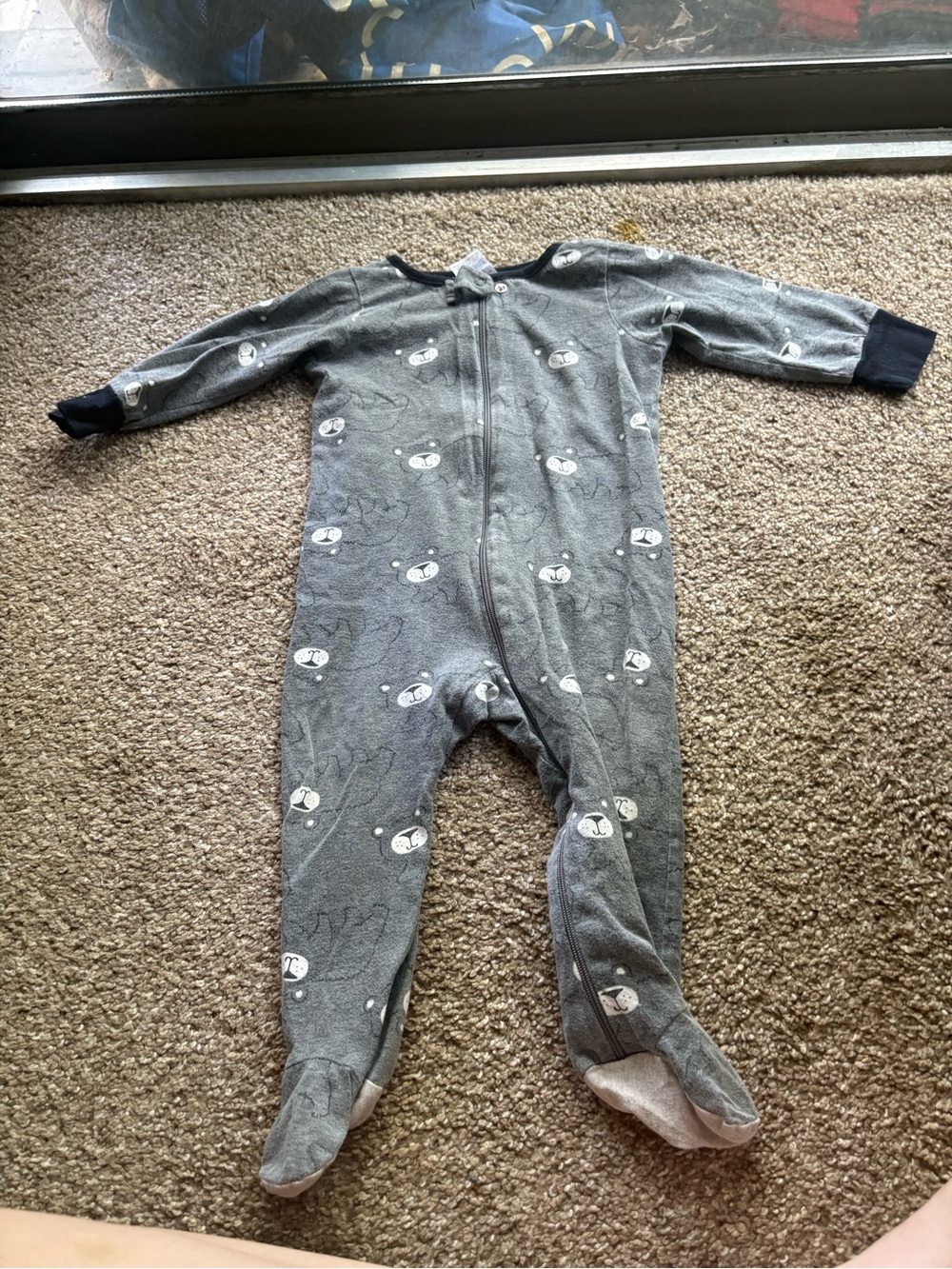 Gerber Gray Bear Print Footed One-Piece